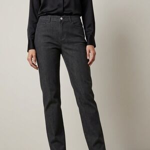 Lafayette 148 New York Women Dark Gray Skinny Jeans Size 12 Stretch Denim Pants